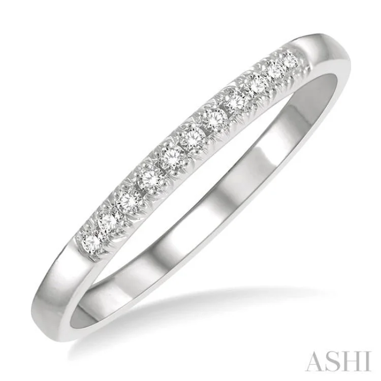 Handcrafted Wedding Ring Designs-1/10 ctw 11 Stone Round Cut Diamond Wedding Band in 14K White Gold