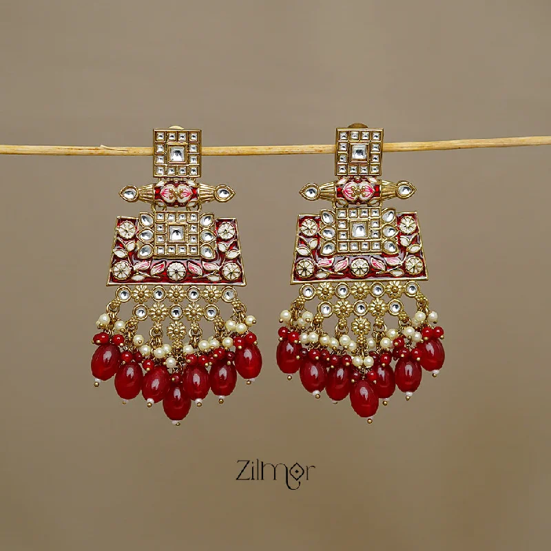 Gold Drop Earrings-FS1011247 - Designer Kundan Party Earrings