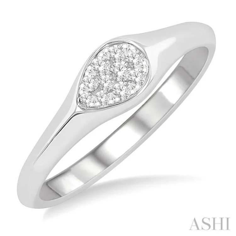 Designer Wedding Rings for Her-1/10 ctw Pear Shape Lovebright Diamond Ring in 14K White Gold