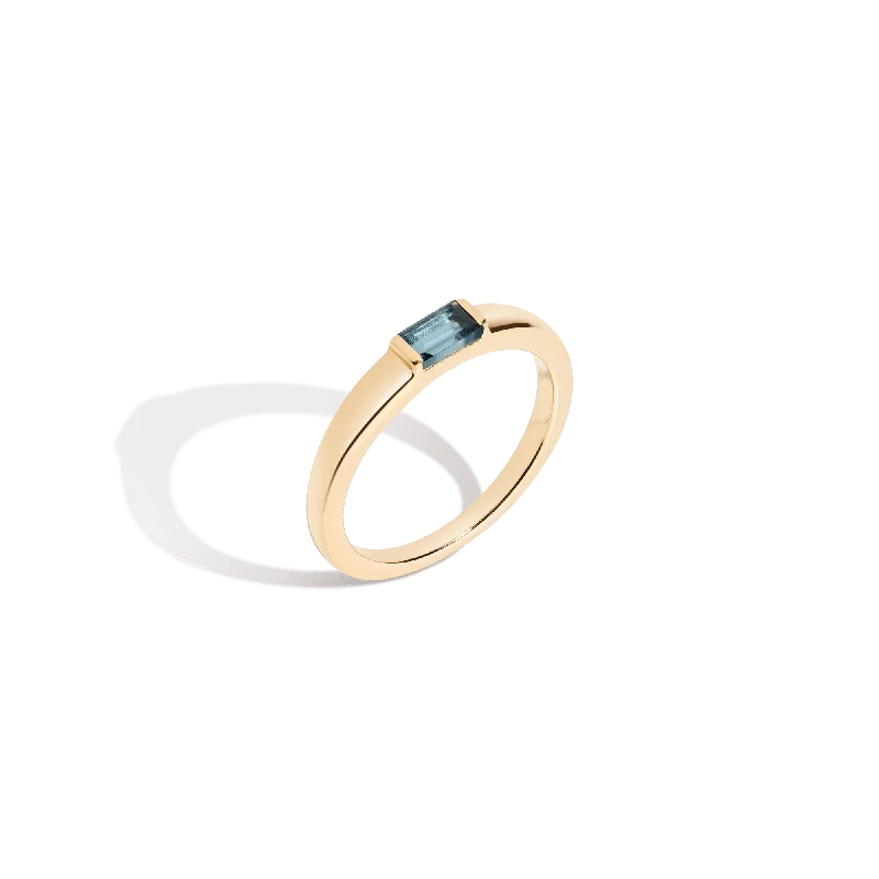 Custom Gemstone Wedding Bands for Men-AURATE X MICHELLE: Tranquility Blue Topaz Ring