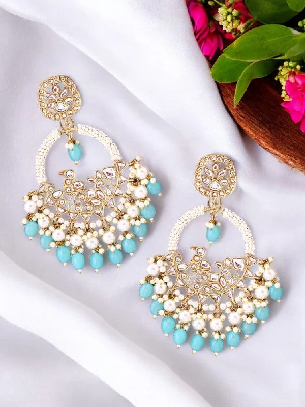 Crystal Drop Earrings for Women-Turquoise Nishi chandbalis