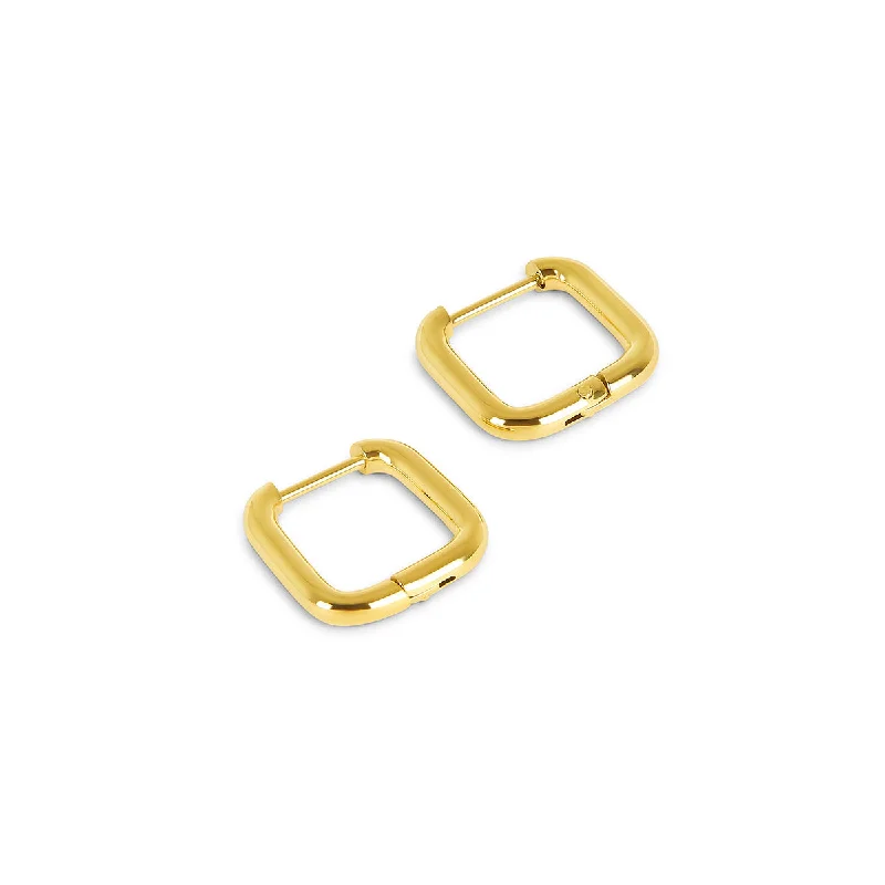 Dazzling Drop Earrings-Square Huggie Hoop Earring - Gold