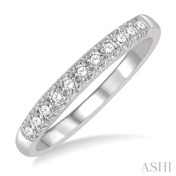 Luxury Wedding Rings with Custom Settings-1/4 ctw 11 Stone Round Cut Diamond Wedding Band in 14K White Gold