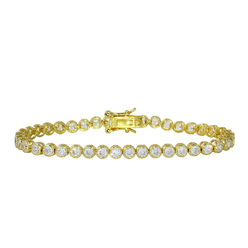 Handmade Bracelets for Special Occasions-Cz Bezel Set Tennis bracelet