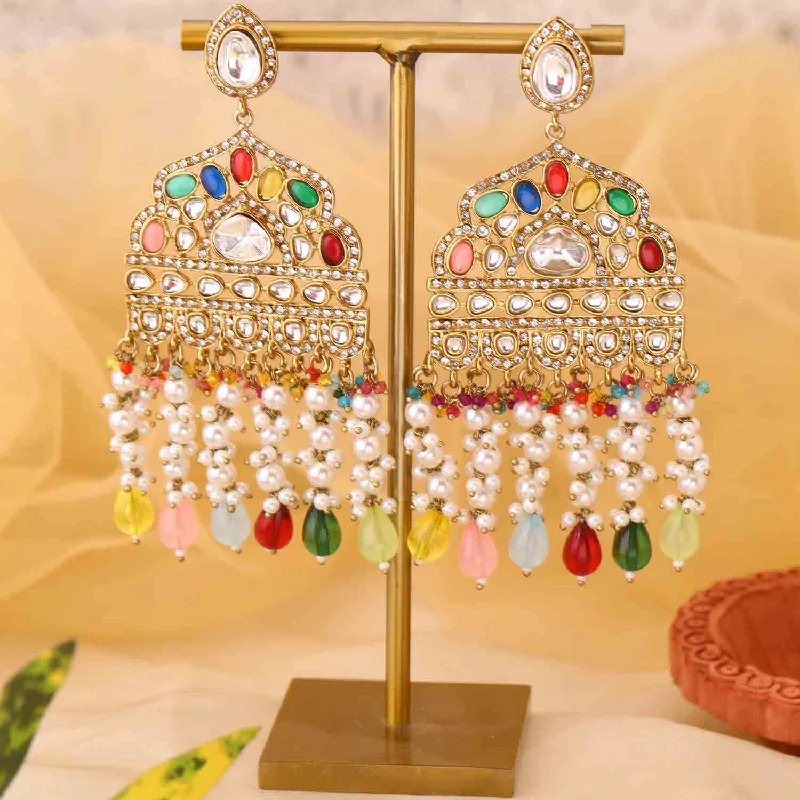 Large Hoop Drop Earrings-Multicolor Ashuni Chandbalis