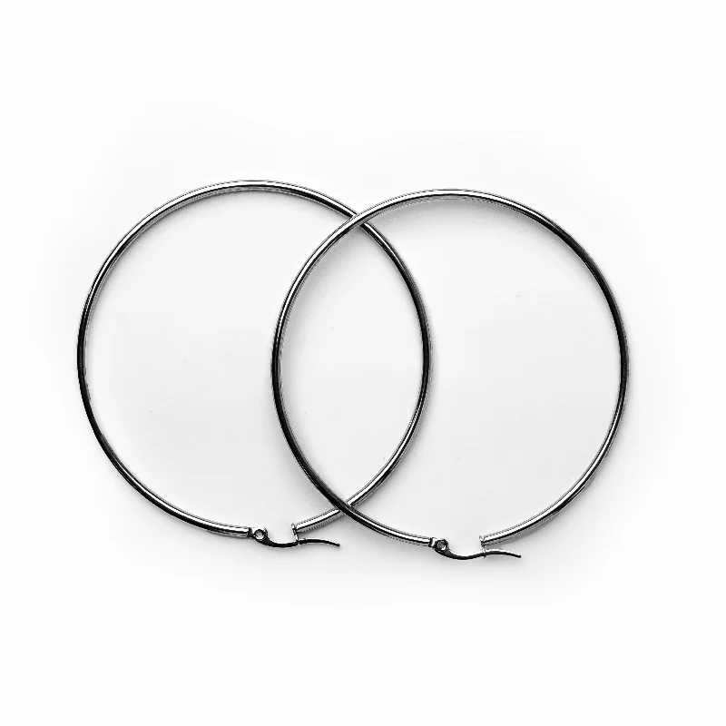 Trendy Hoop Earrings-Hoop Earrings - Silver