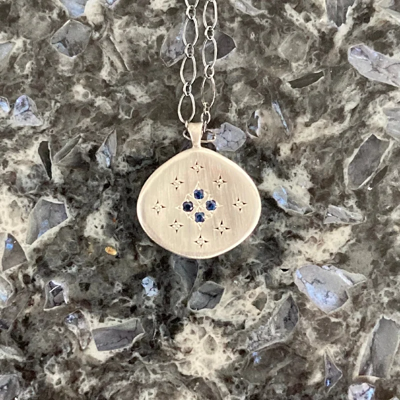 Boutique Necklaces-Nebula Sapphires and Sterling Silver Pendant Necklace