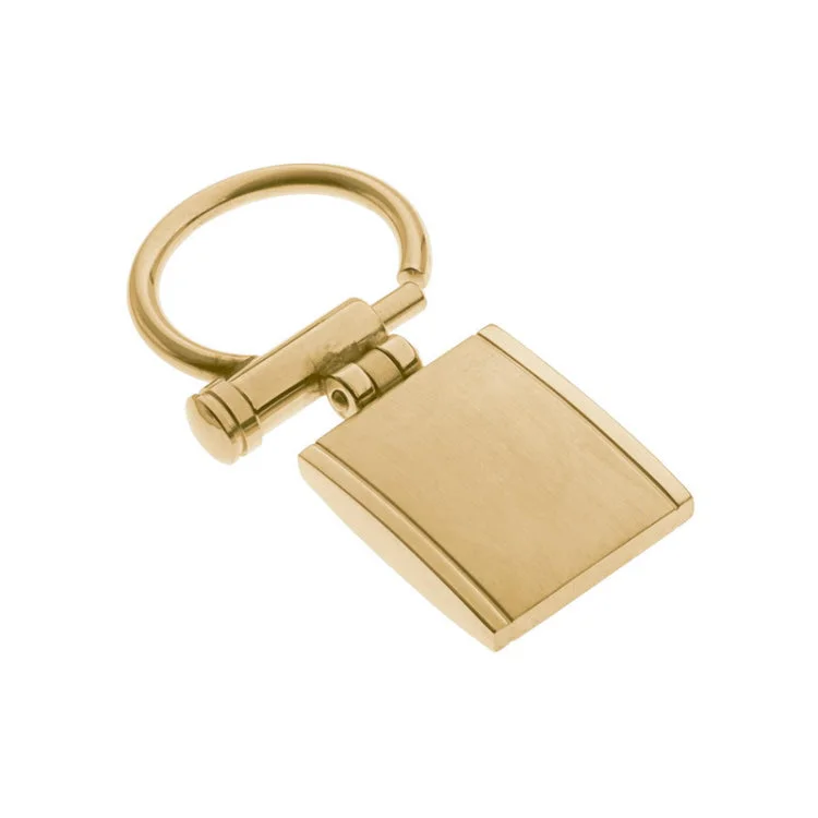 Classic Gold Wedding Rings-Gold Finish Stainless Steel Key Ring with Lined Edge