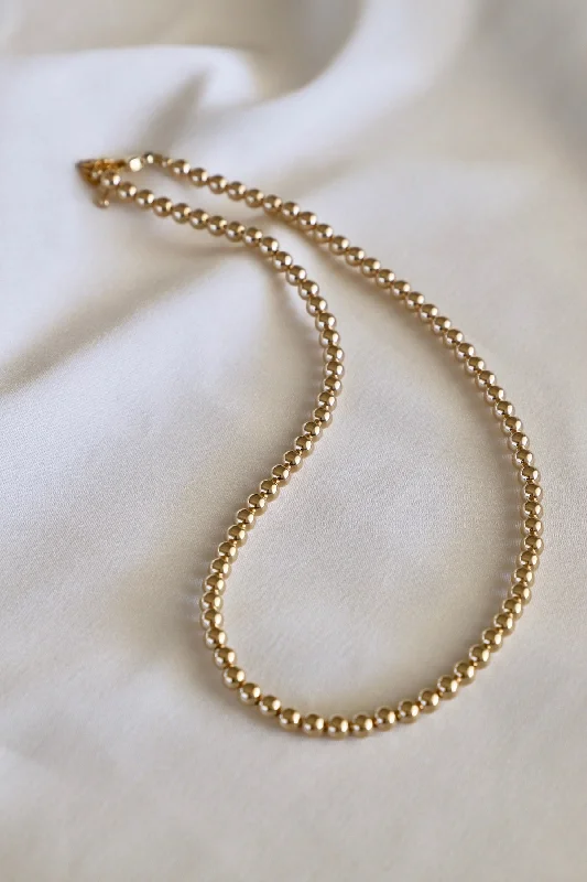 Adjustable Chain Necklaces-GOLD FILLED 5MM BEADED NECKLACE