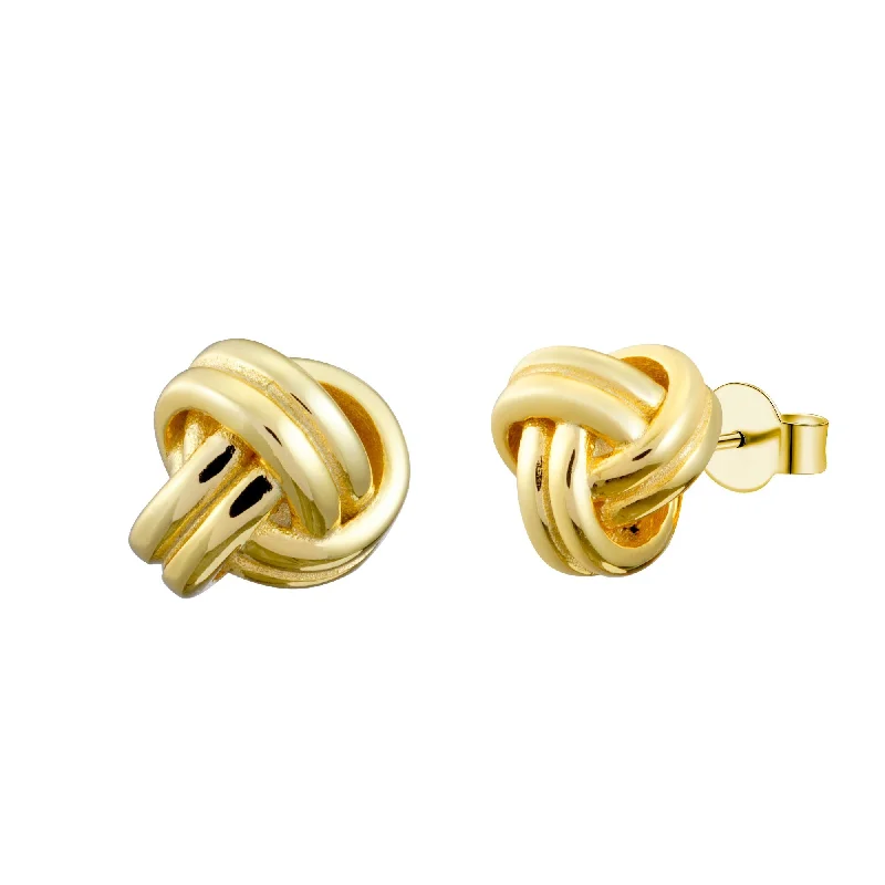 Custom Crystal Earrings for Women-Classic Gold Eternity Love Knot Stud Earrings