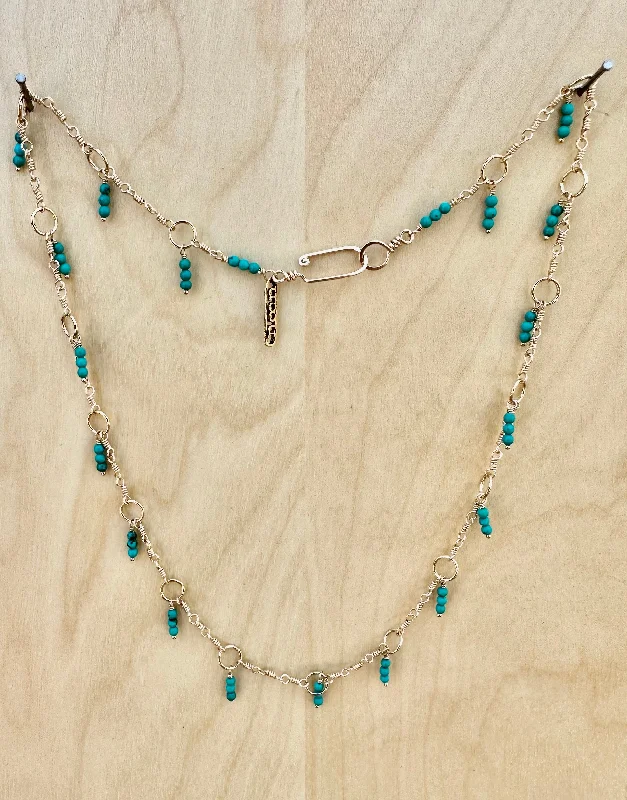 Gold-Plated Necklaces-limited edition . turquoise wrapped necklace