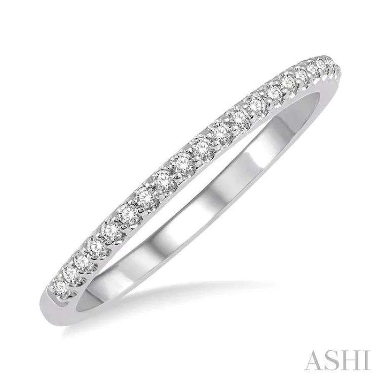 Custom Stacked Wedding Rings for Women-1/10 Ctw Round Cut Diamond Wedding Band in 14K white Gold