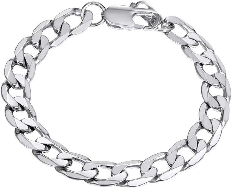 Double Wrap Bracelets for Men-Stainless Steel 10mm Figaro Chain  Bracelet 