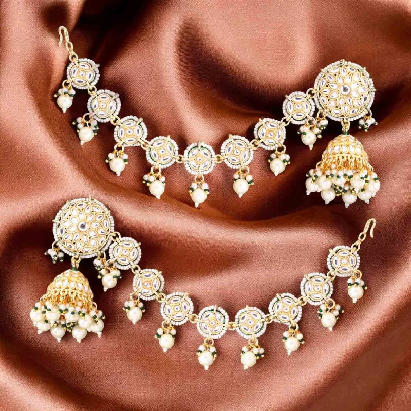 Handcrafted Pearl Earrings-Ivory Kiranmayi Sahara Jhumkis