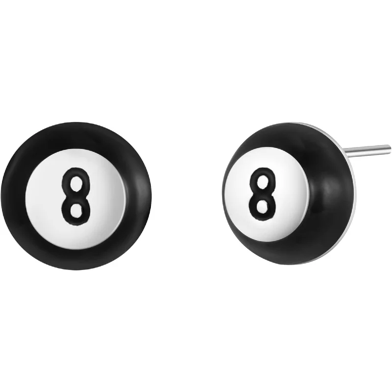 Personalized Gemstone Drop Earrings-2D Billiard Magic 8 Ball Stud Earrings Jewelry