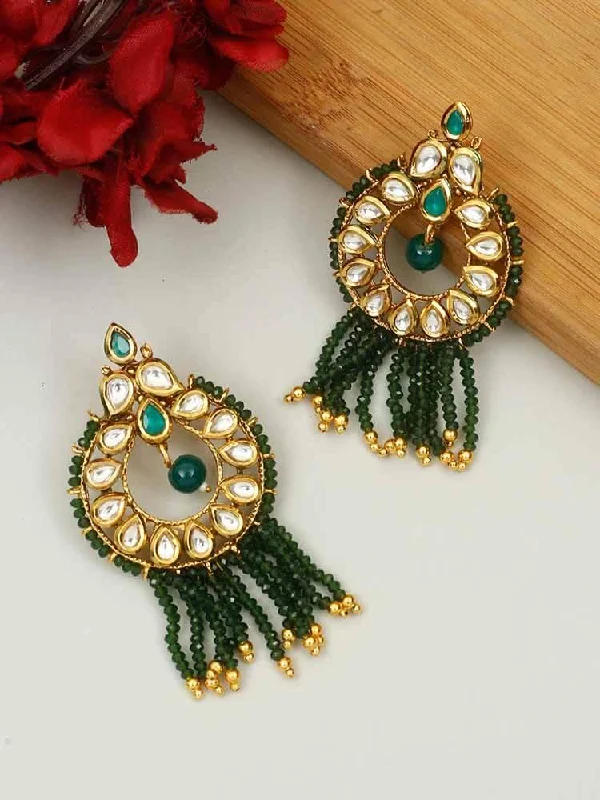 Geometric Drop Earrings for Women-Emerald Omkar Dangler Earrings - EOSS