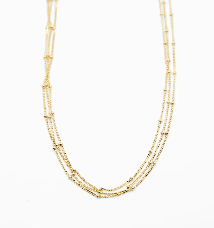 Pearls And Gold Necklaces-Triple Layered Necklace