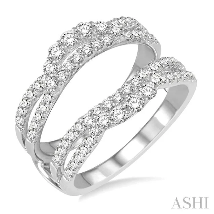 Wedding Rings with Custom Engraving-1 Ctw Round Diamond Insert Ring in 14K White Gold