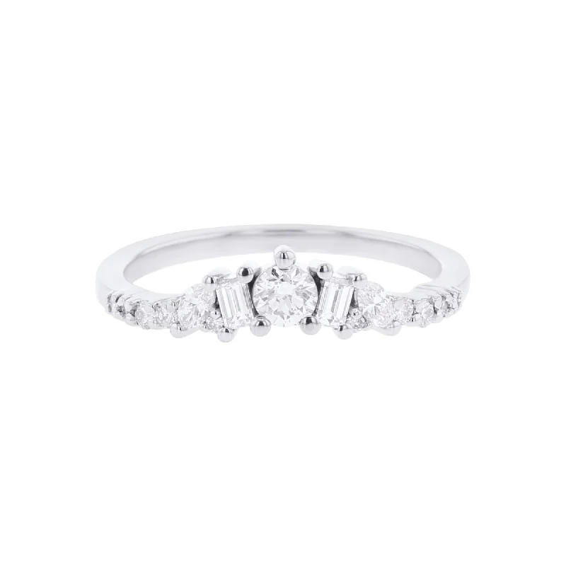 Custom Stacked Wedding Rings for Women-Royalty Curved Diamond Ring