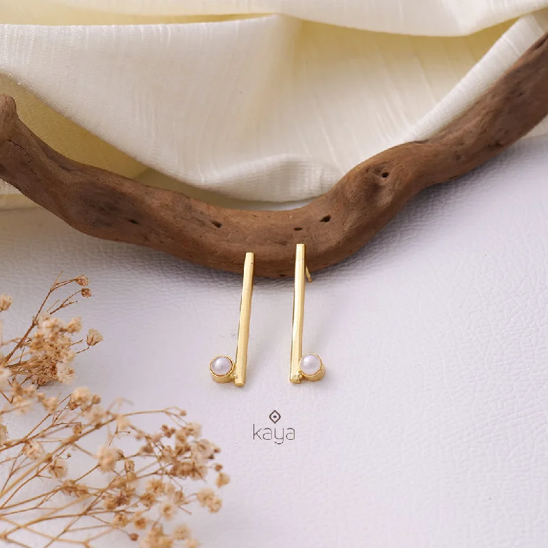 Trendy Drop Hoop Earrings-Pearl Bar Stud Earrings - AS100852