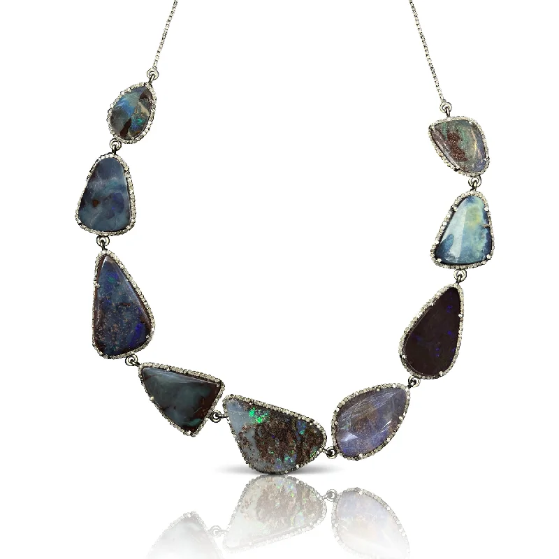 Gemstone Pendant Necklaces-Boulder Opal Choker 2