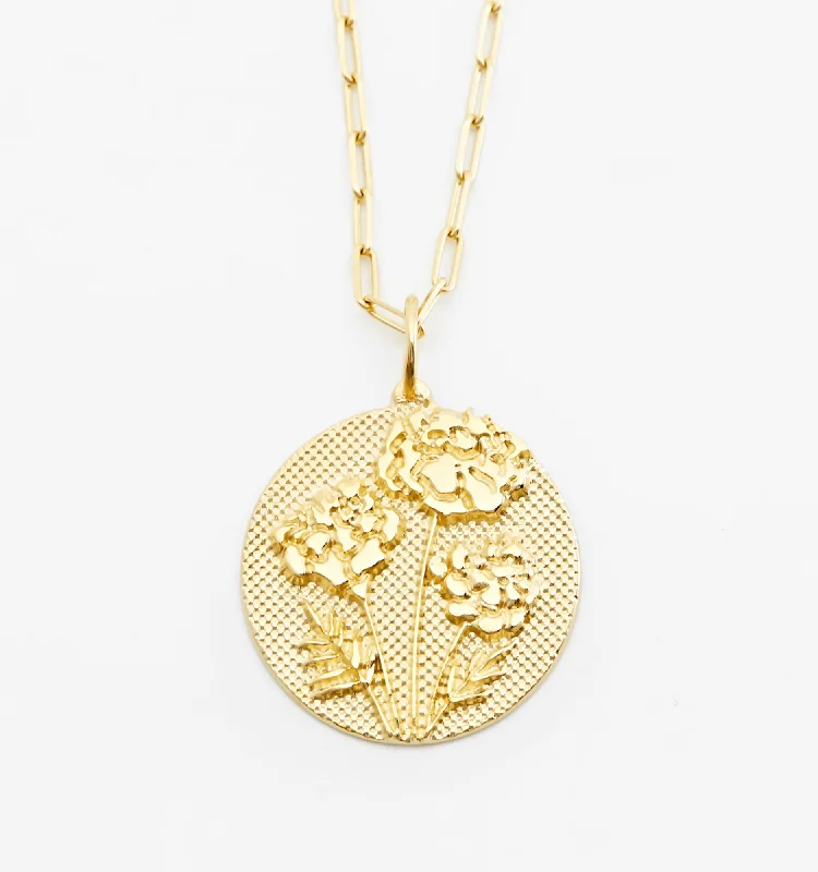 Pearl Pendant Necklaces-Bold Marigold Necklace - October Flower