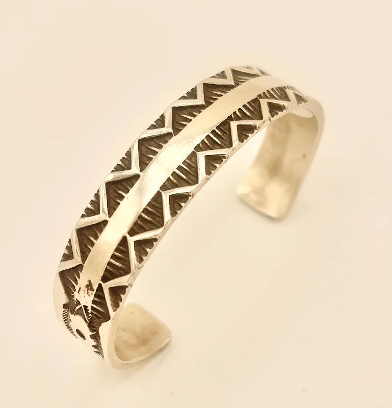 Layered Silver Bracelets for Women-Cuff/ Bracelet- Elvira Bill Navajo