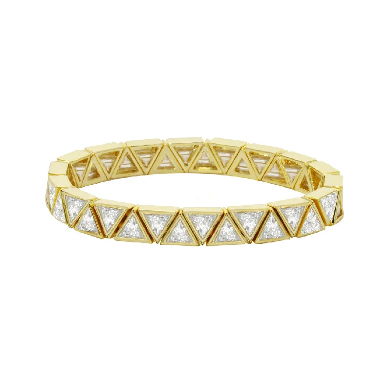 Personalized Bracelets for Special Gifts-CZ Diamond Gold Triangle Stretchy Bracelet