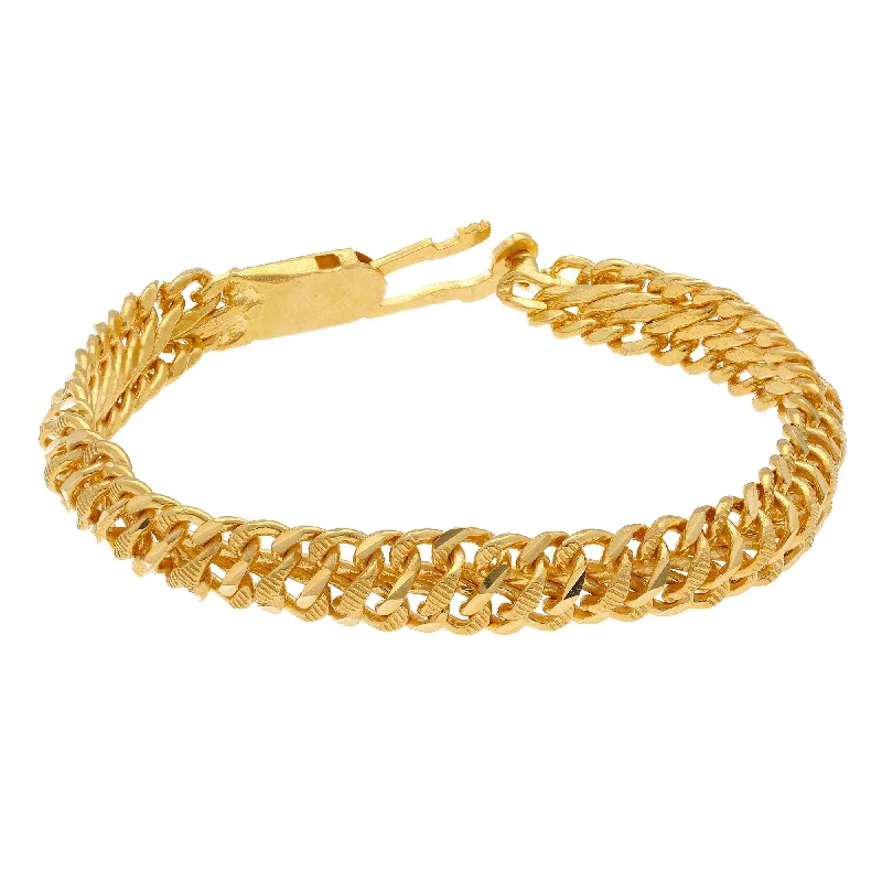 Custom Bracelet Sets for Bridesmaids-22K Yellow Gold Men's Bracelet W/ Double S-Link Band, 24 grams