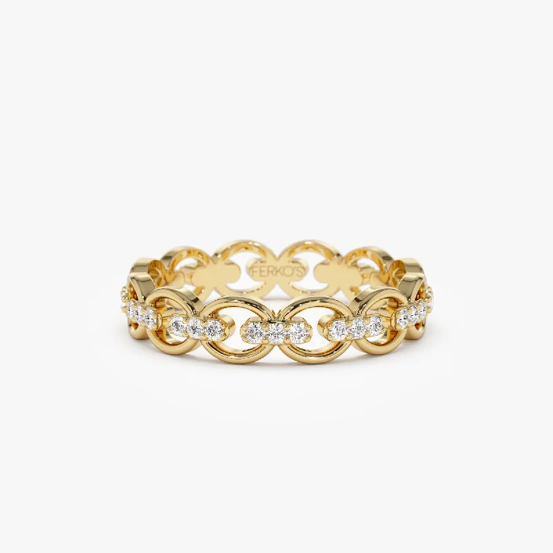 Affordable Engagement Ring Designs-14k Gold Full Eternity Diamond Link Ring