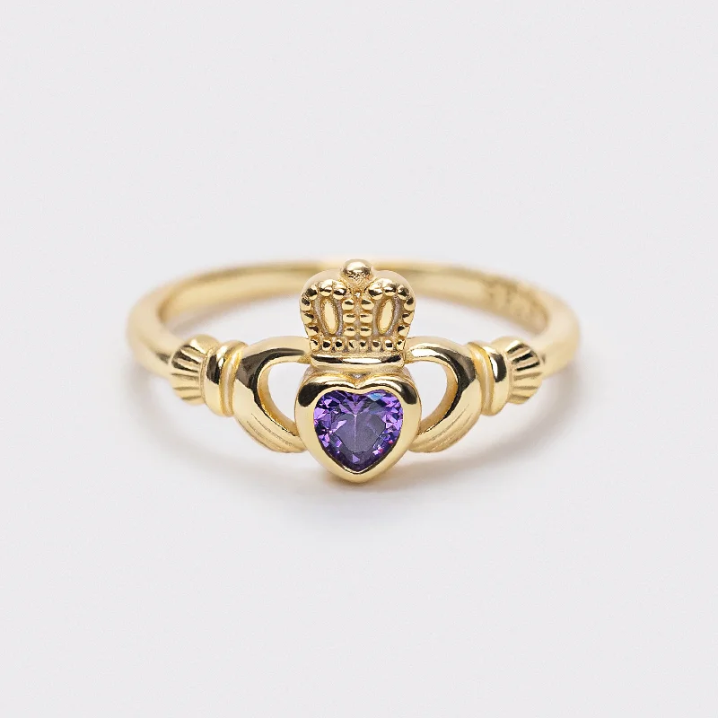 Designer Custom Engagement Rings-Purple Heart Crown Ring