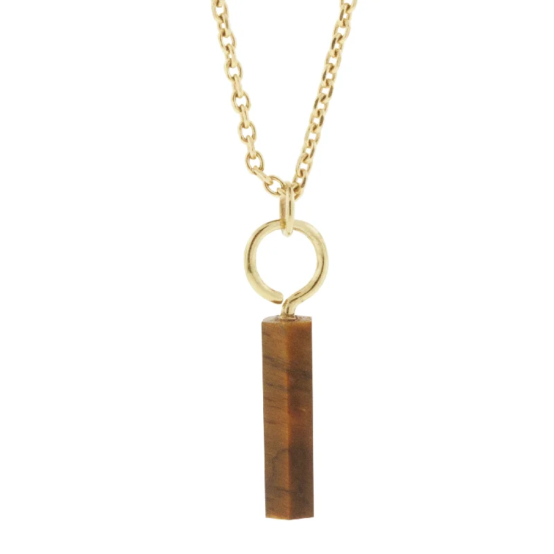 Meaningful Necklaces-TIger's Eye Hook Eye Screw Gemstone Pendant Necklace