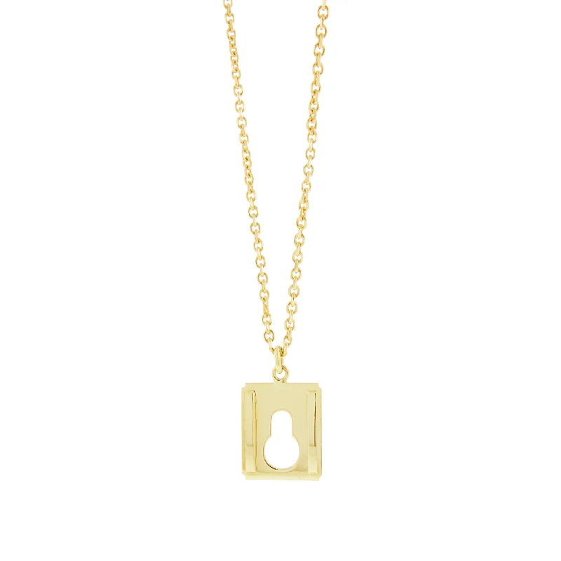 Designer Silver Necklaces-Gold Lock Pendant Necklace