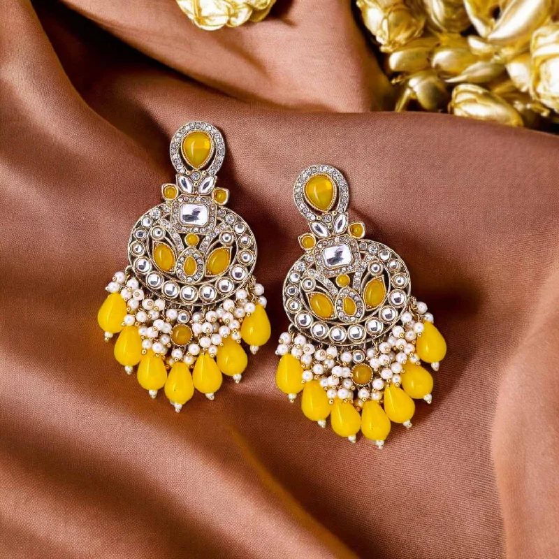 Designer Gold Earrings-Lemon Nitaara Chandbalis