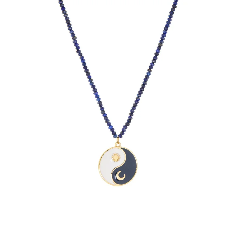 Infinity Necklaces-enamel yin-yang beaded necklace