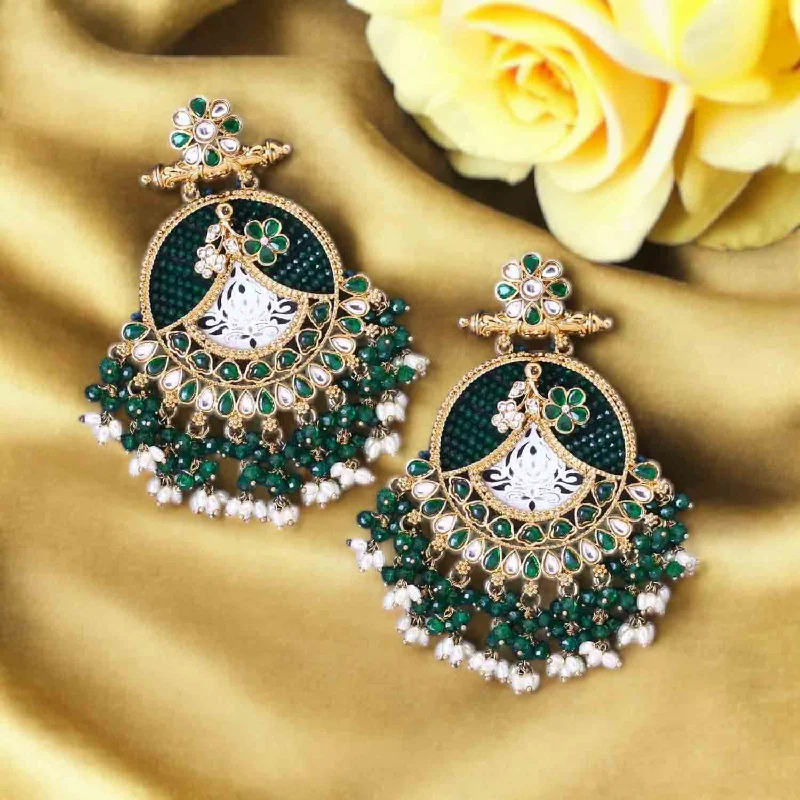 Classic Designer Earrings-Emerald Fareena Chandbalis