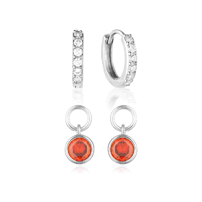 Designer Gemstone Earrings-Design Your Birthstone Set Jet Silver