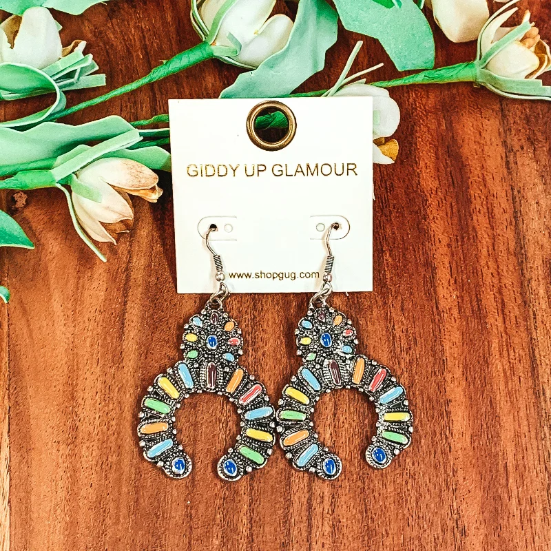 Sparkling Hoop Earrings-Squash Blossom Dangle Earrings in Multicolored