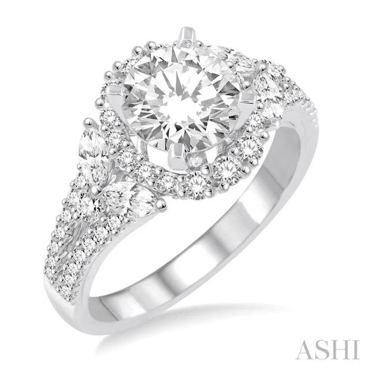 Fashion Engagement Rings for Women-1 Ctw Diamond Semi-mount Engagement Ring in 14K White Gold