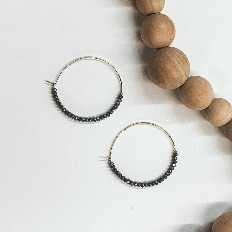 Silver Hoop Earrings-Bubbly Bliss Gold Hoops in Black