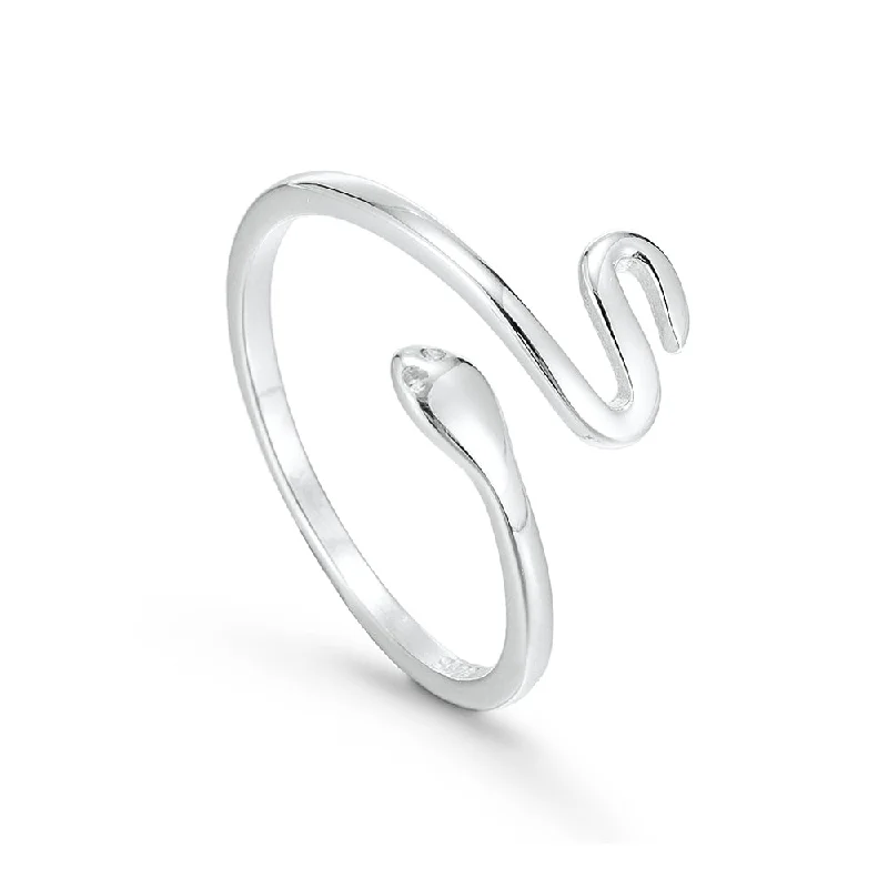 Customizable Engagement Rings for Men-Sterling Silver Long Snake Ring