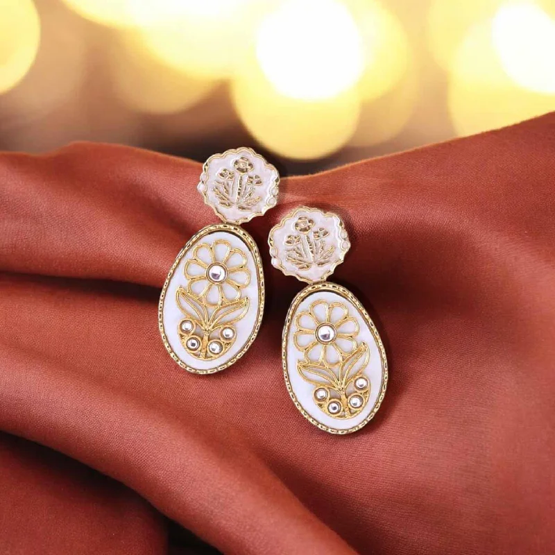 Geometric Gemstone Earrings-Ivory Suvanya Danglers