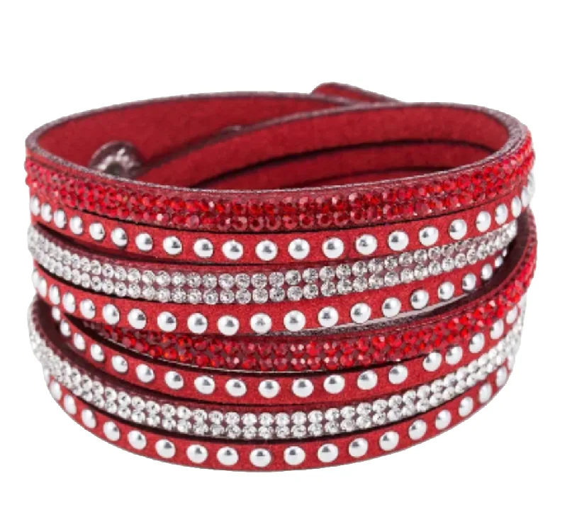 Elegant Adjustable Bangles for Women-Suede Bling Wrap Bracelet/Chocker