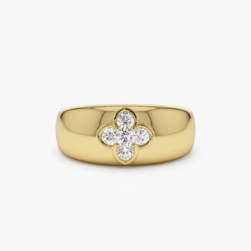 Women’s Custom Engagement Ring Sets-14k Chunky Diamond Clover Ring