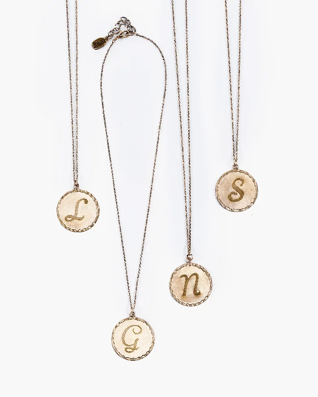 Family Necklaces-Nestle Initial Monogram Pendant Necklace