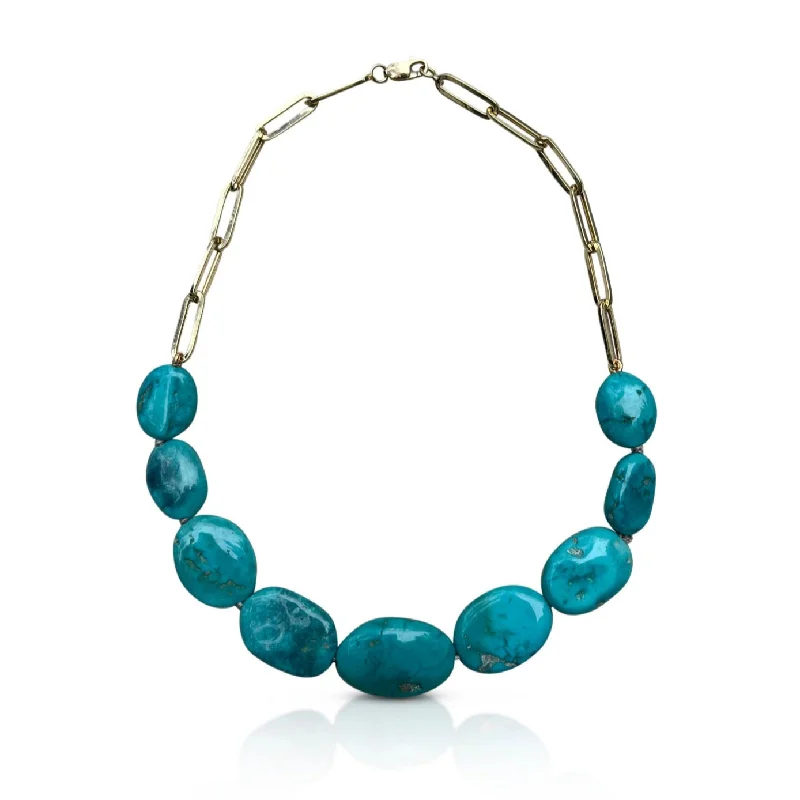 Minimalist Necklaces-14k Jumbo Turquoise Necklace Style 2