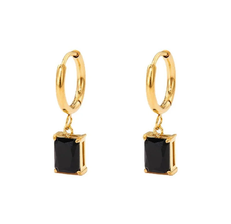 Luxury Pearl Earrings for Women-Onyx Hoop Earrings