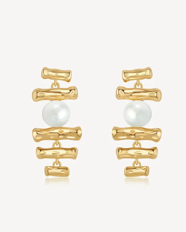 Unique Drop Stud Earrings-Charming Pearl Affinity Dangles