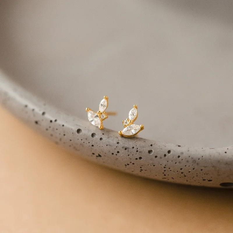 Designer Hoop Earrings-Flora Marquise Studs