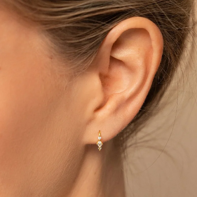 Gold Stud Earrings-Amaya Marquise Threaders